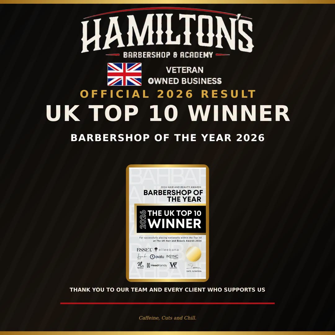 Hamilton's UK Top 10 Winner announcement for Barbershop of the Year at the UK Hair and Beauty Awards 2026