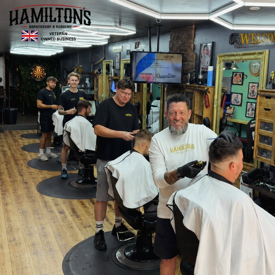 The Hamilton's team working across the row of chairs at 24 Fore Street