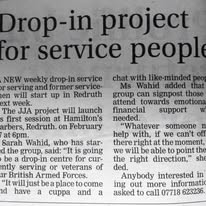 Newspaper coverage of the Hamilton's drop-in project for members of the service community