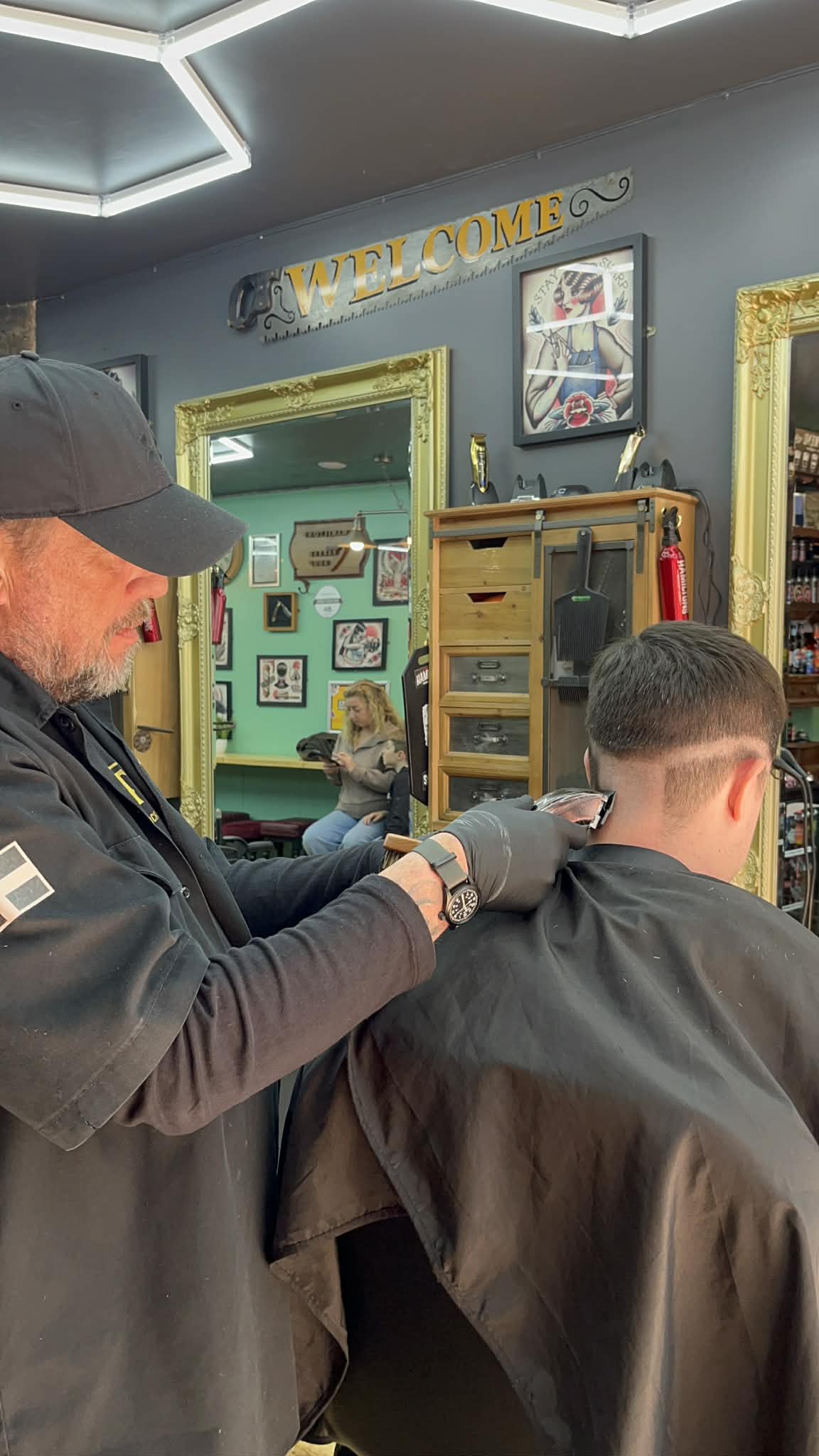 A barber at work on the shop floor